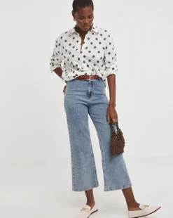 Contrast Broderie Shirt