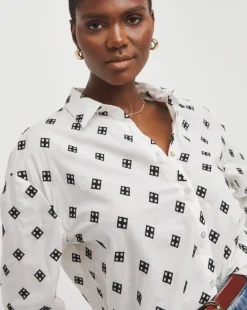 Contrast Broderie Shirt