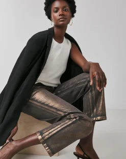 Copper Metallic Straight Leg Jeans