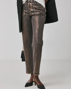 Copper Metallic Straight Leg Jeans