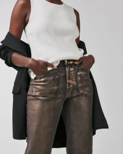 Copper Metallic Straight Leg Jeans