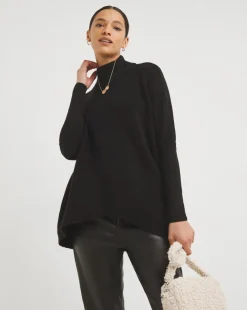 Cosy High Neck Chevron Ribbed Detail Jumper