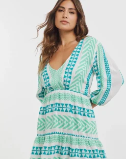 Cotton Jacquard Plunge Beach Dress