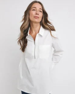 Cotton Poplin Zip Detail Shirt