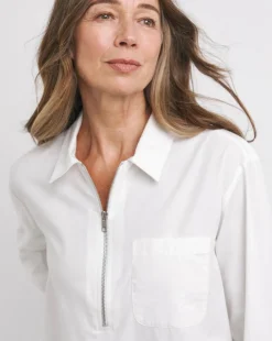 Cotton Poplin Zip Detail Shirt