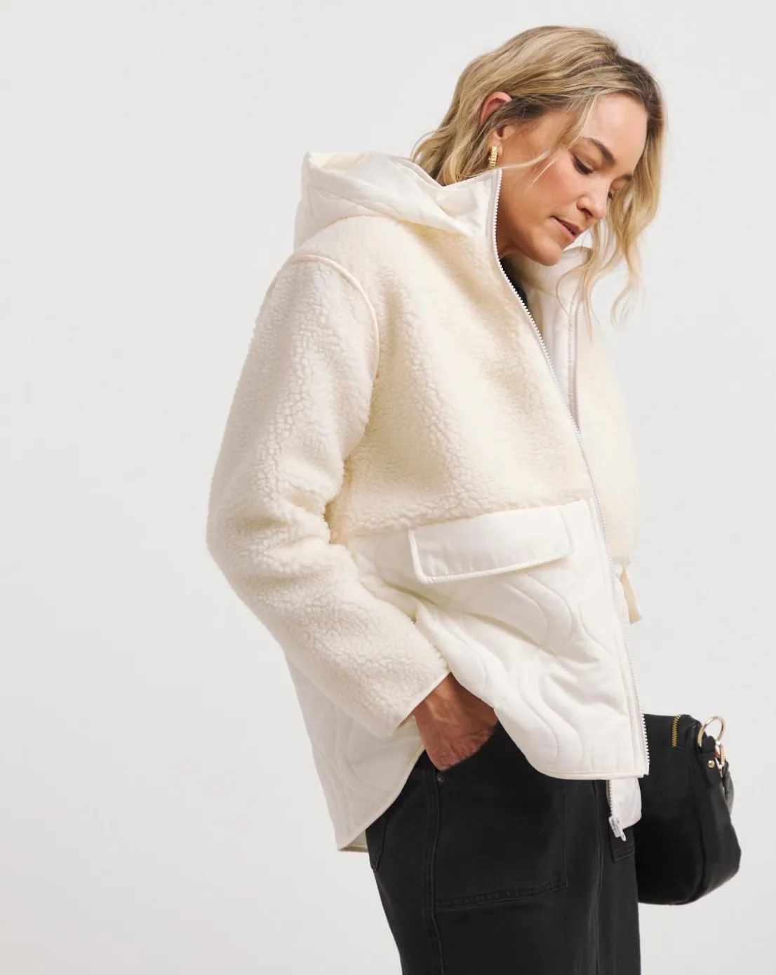 Cream Borg Lined Fleece Jacket