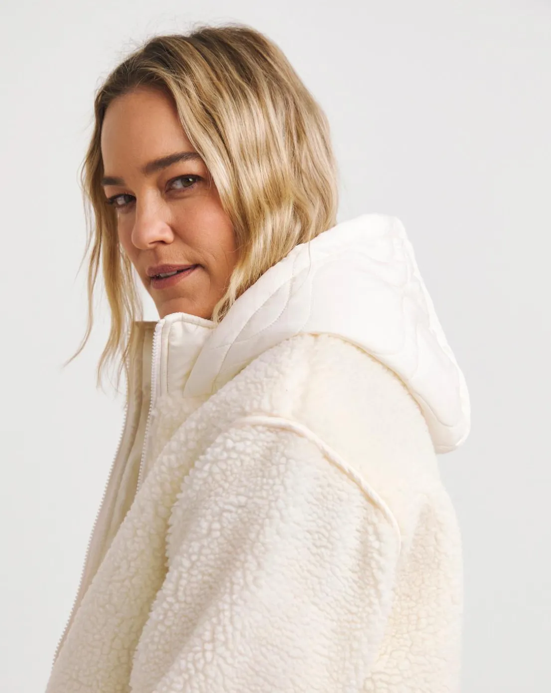 Cream Borg Lined Fleece Jacket