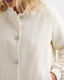 Cream Boucle Bomber Jacket