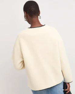 Cream Collarless Duffle Teddy Jacket