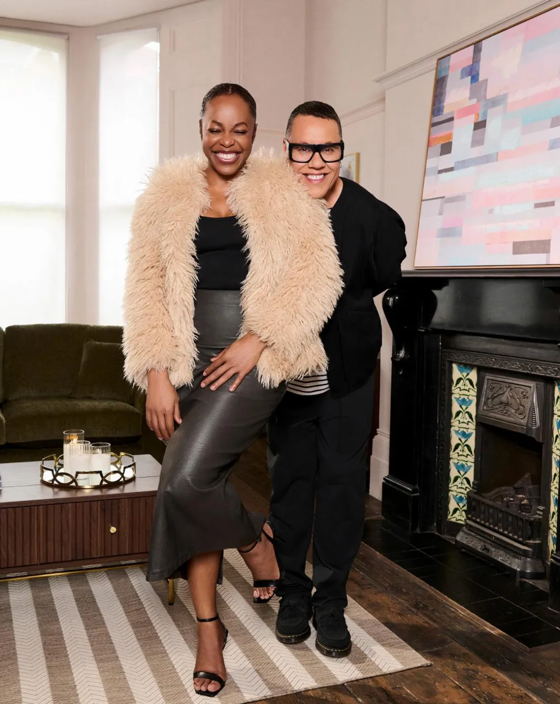 Cream Collarless Shaggy Faux Fur Coat