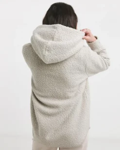 Cream Half Zip Borg Hoodie