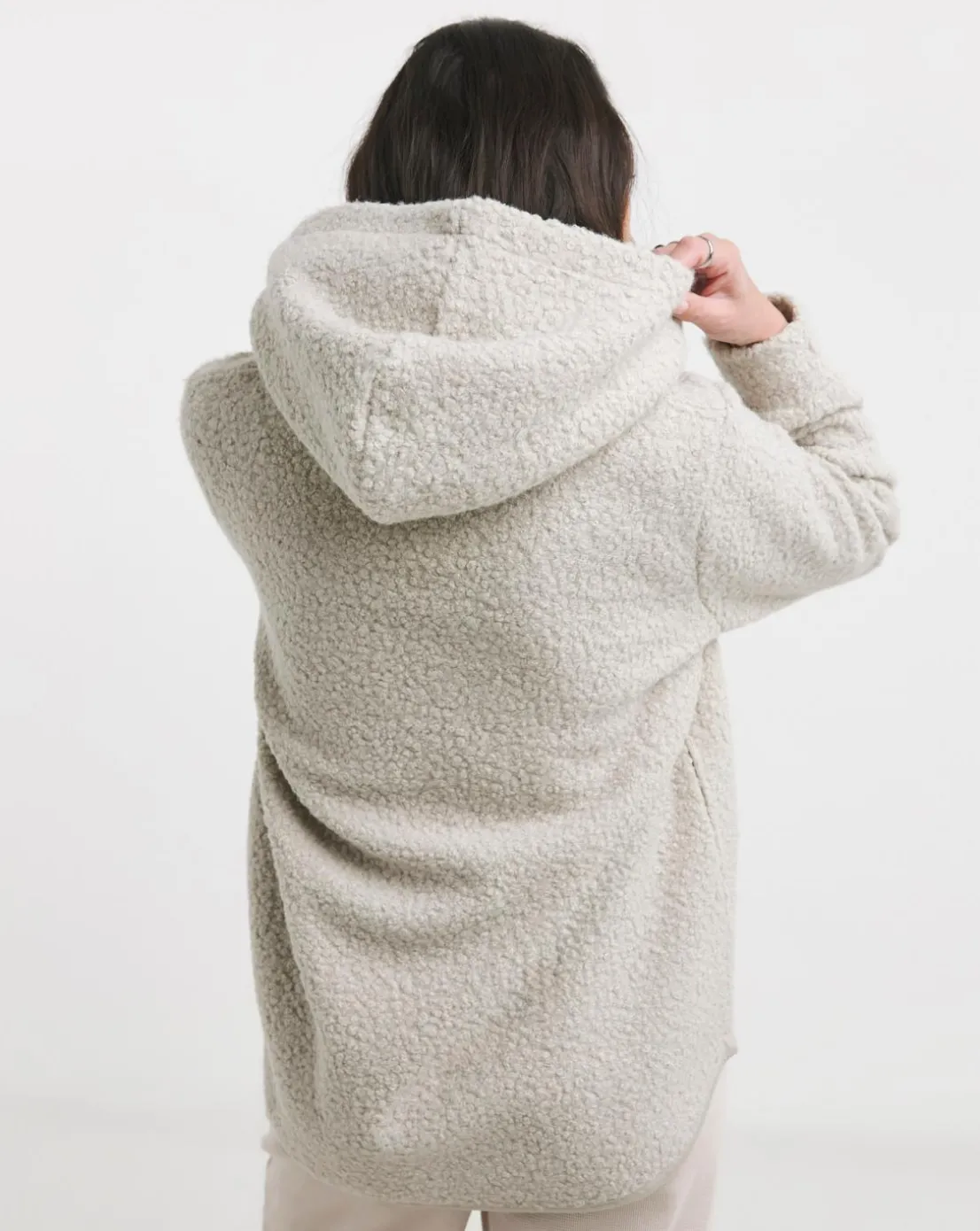 Cream Half Zip Borg Hoodie