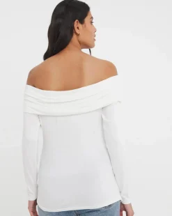 Cream Long Sleeve Bardot Top