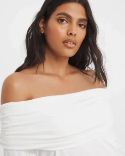 Cream Long Sleeve Bardot Top