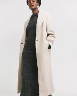 Cream Longline Wool Coat