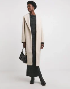 Cream Longline Wool Coat
