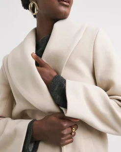 Cream Longline Wool Coat