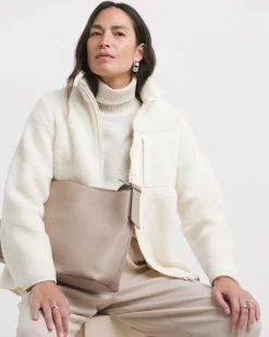 Cream Nylon Pocket Borg Jacket