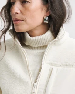 Cream Nylon Pocket Borg Jacket