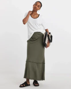 Cream Scoop Neck Contrast Stitch Top