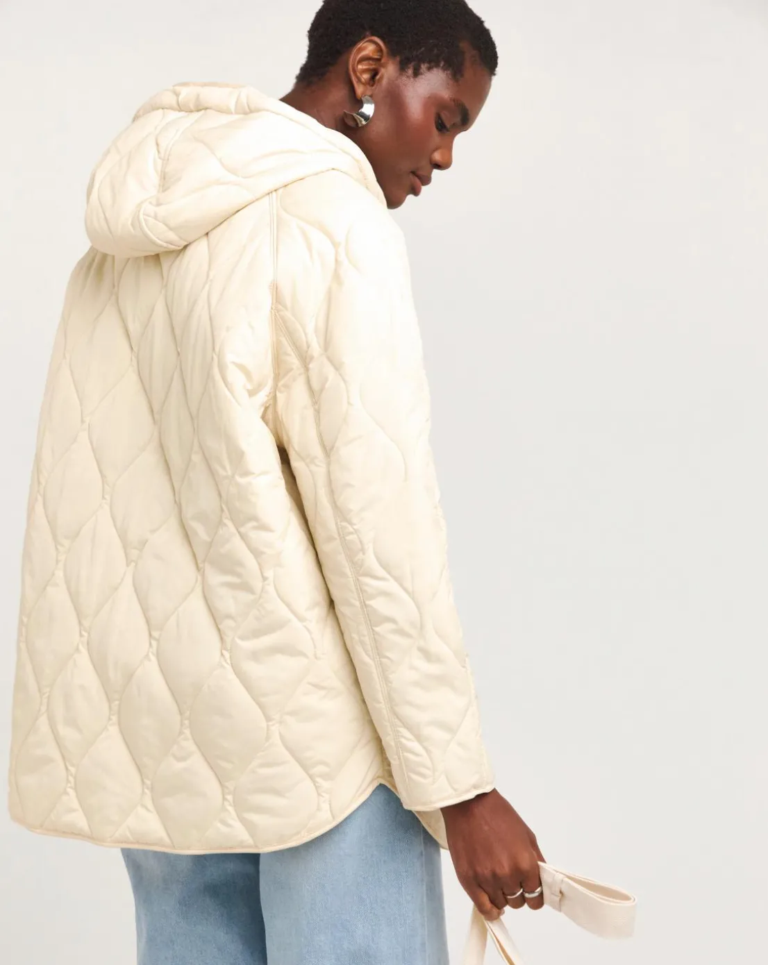 Cream Short Quilted Coat