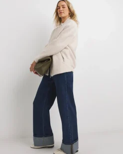 Cream Wool Like Bomber Jacket