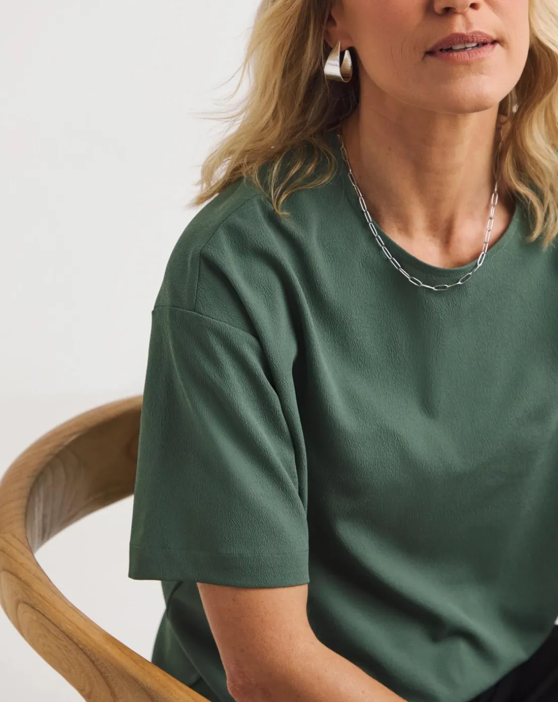 Crepe Boxy Short Sleeve Top