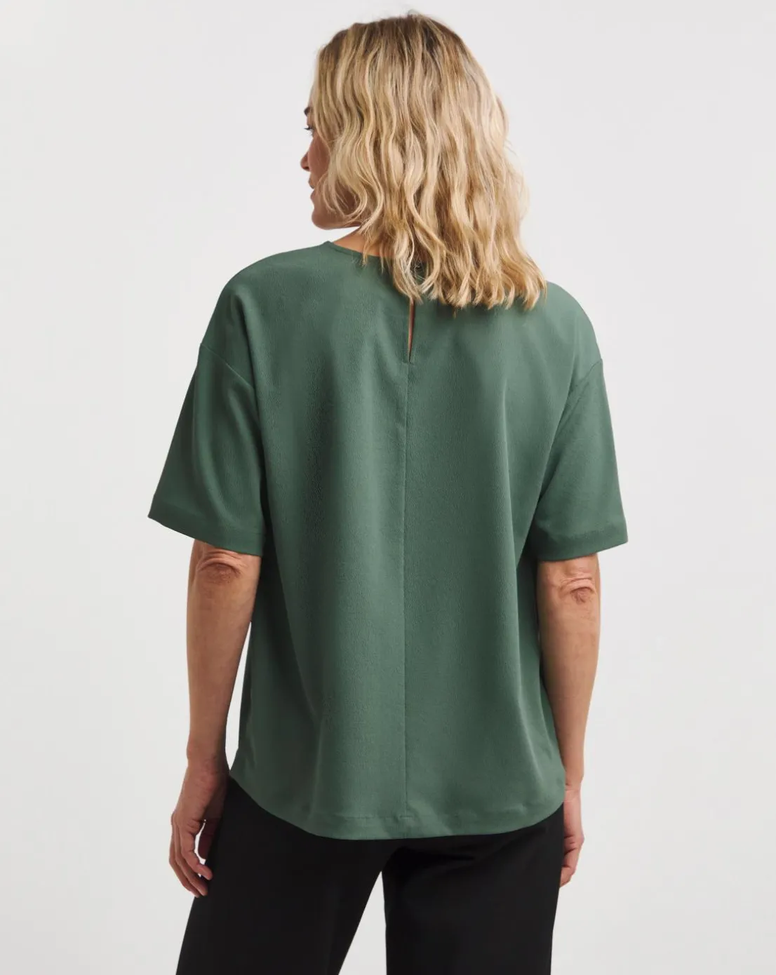 Crepe Boxy Short Sleeve Top