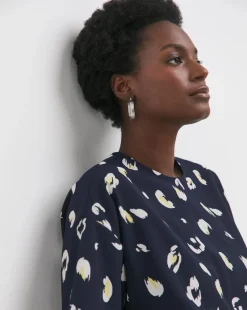 Crepe Printed Boxy Short Sleeve Top - Abstract Leopard