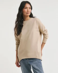 Crew Neck Curved Hem Sweatshirt