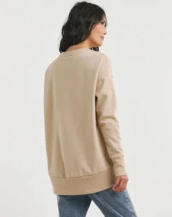 Crew Neck Curved Hem Sweatshirt