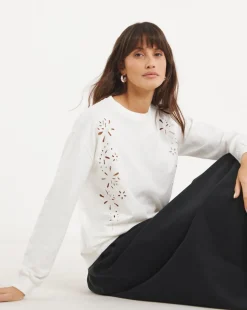 Crew Neck Cutwork Long Sleeve Sweatshirt