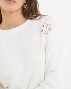 Crew Neck Cutwork Long Sleeve Sweatshirt