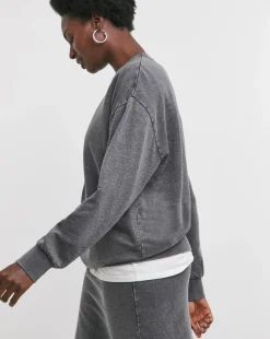 Crew Neck Grey Acid Wash Sweatshirt