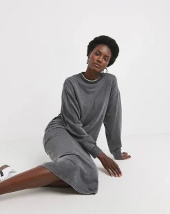 Crew Neck Grey Acid Wash Sweatshirt