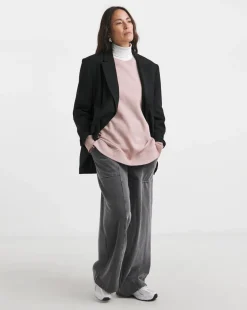 Crew Neck Popper Shoulder Longline Sweatshirt