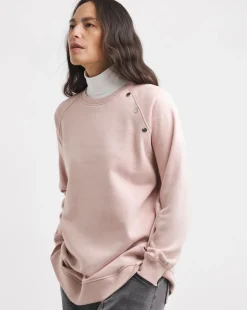 Crew Neck Popper Shoulder Longline Sweatshirt