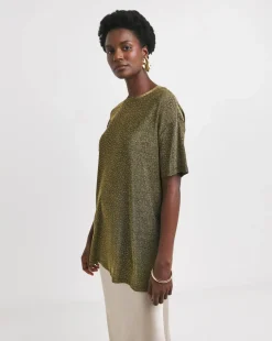 Crew Neck Short Sleeve Longline Top