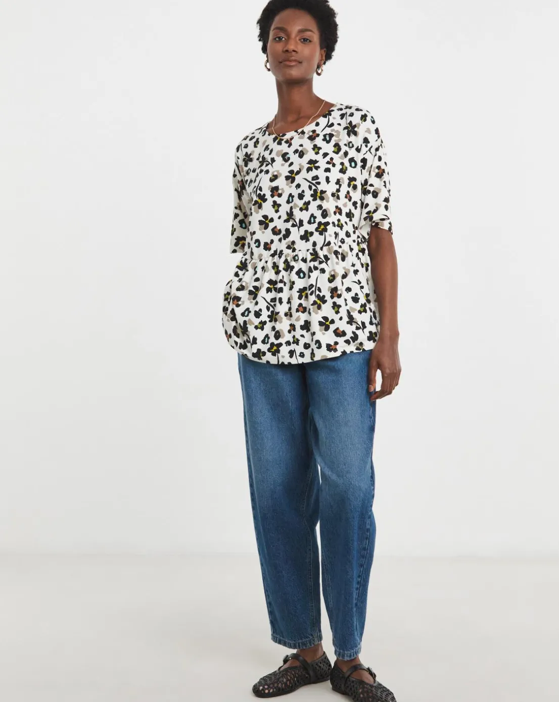 Crew Neck Short Sleeve Peplum T-Shirt