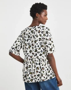 Crew Neck Short Sleeve Peplum T-Shirt