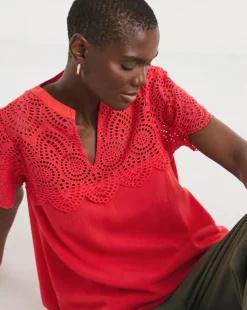 Crinkle Crochet Trim Top