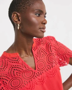 Crinkle Crochet Trim Top