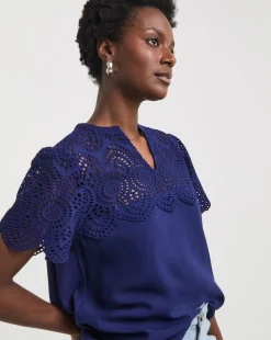 Crinkle Crochet Trim Top