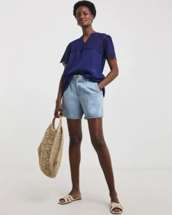 Crinkle Crochet Trim Top