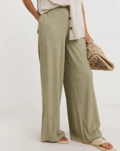 Crinkle Jersey Pull On Wide Leg Trouser