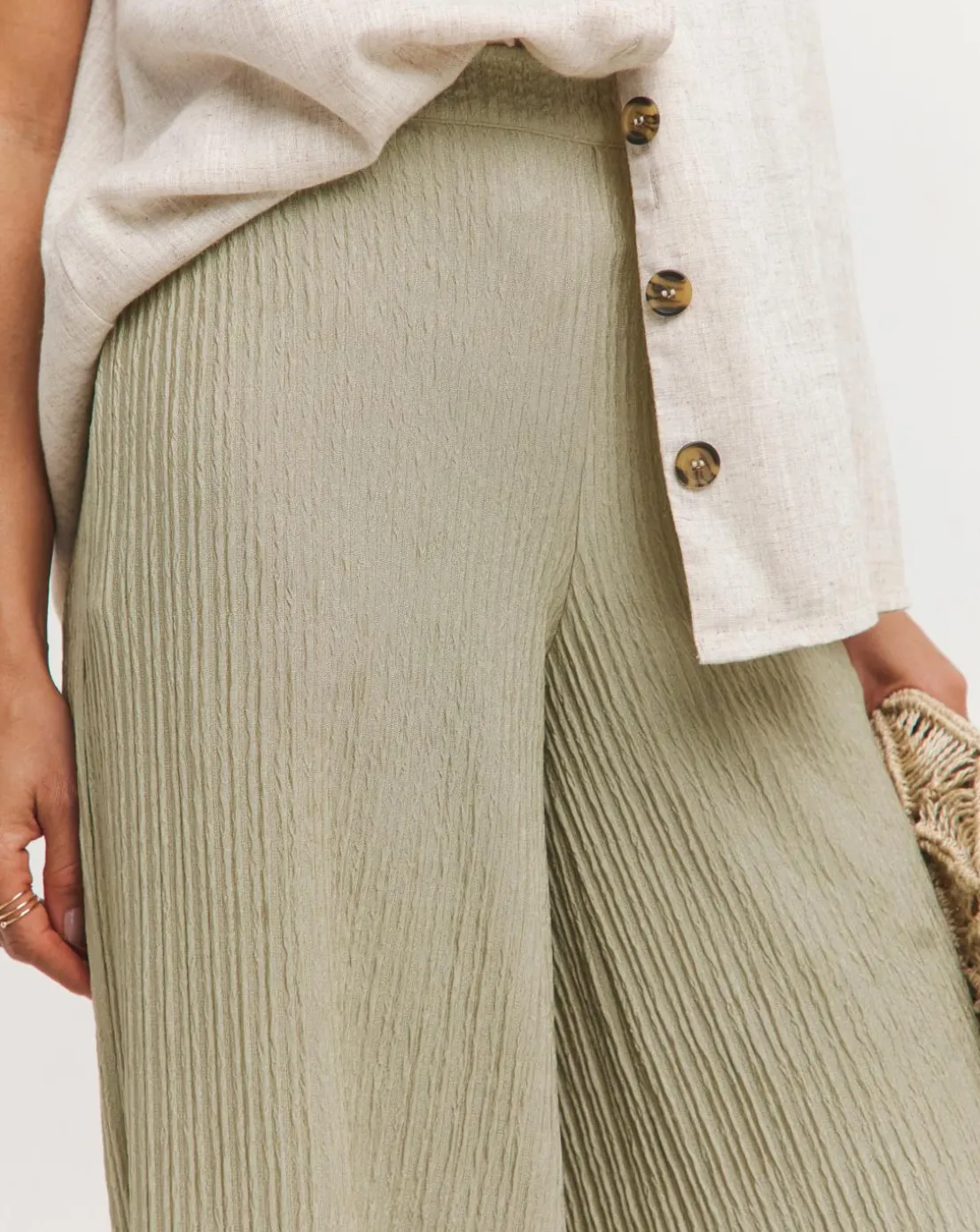 Crinkle Jersey Pull On Wide Leg Trouser