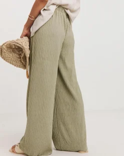 Crinkle Jersey Pull On Wide Leg Trouser