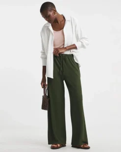 Crinkle Jersey Wide Leg Pull On Trouser