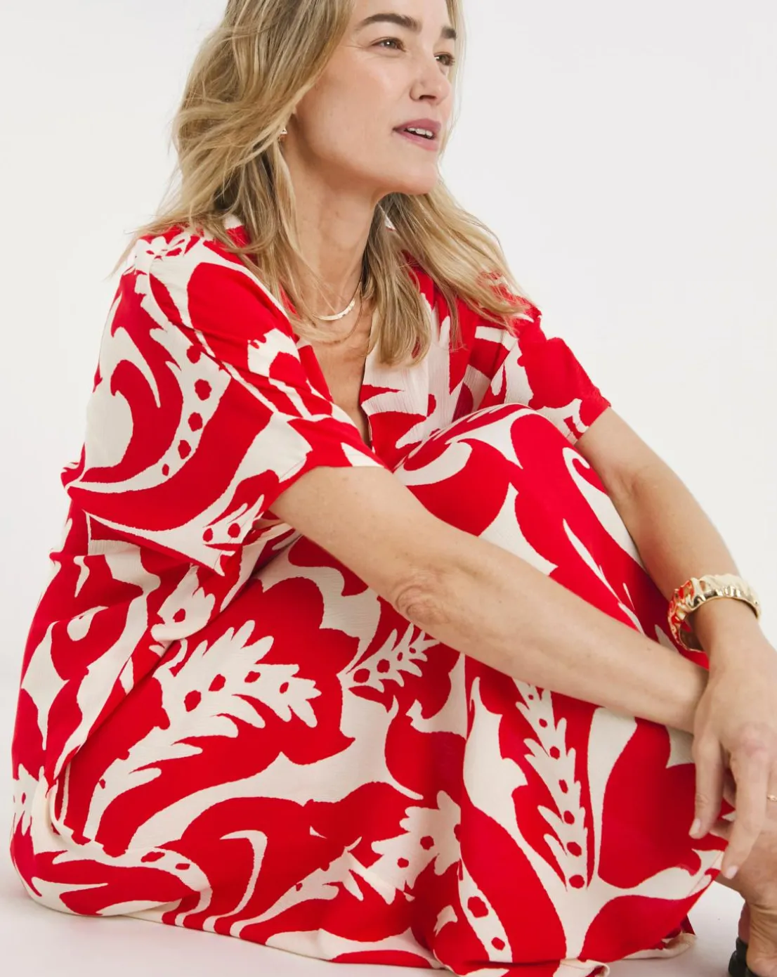 Crinkle Kaftan Overhead Midi Dress