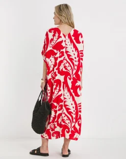 Crinkle Kaftan Overhead Midi Dress